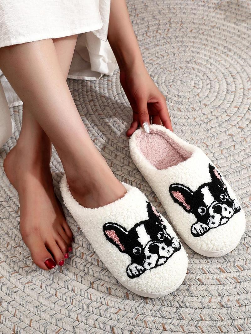 Women's Cute Cartoon Dog Pattern Plush Slippers, Soft Comfortable Home Slippers, Cute House Slippers for Women, Warm Slippers for Indoor & Outdoor Use for All Seasons