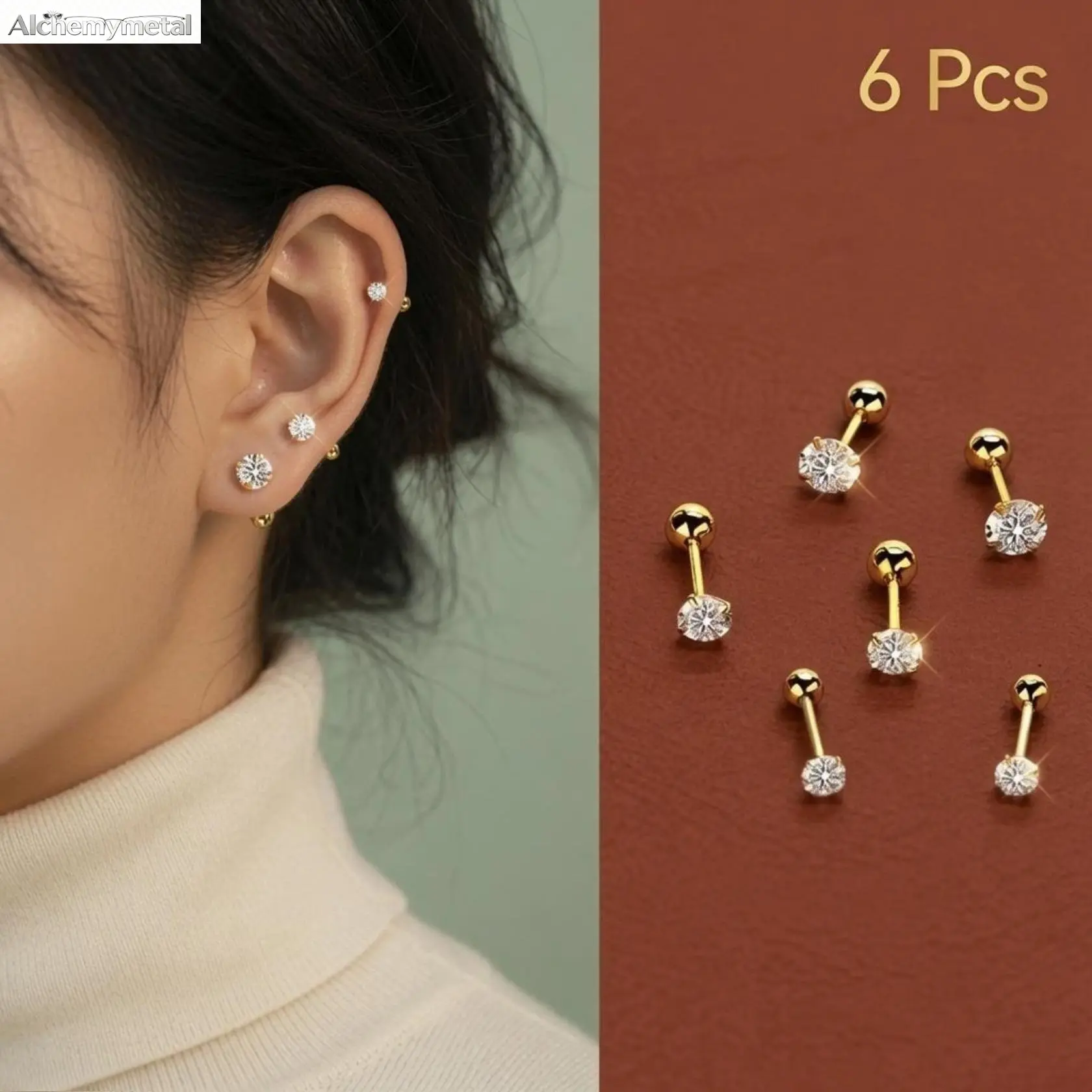 3 Pair Zirconia Stud Earrings for Women, Minimalist Hypoallergenic Screw Back Set for Cartilage, Lightweight & Sleep-Friendly for Daily Wear, Secure Fit homeessentials, Cubic Zirconia, Ear Accessories, Artificial Zircon Earrings gym workout tracksuit
