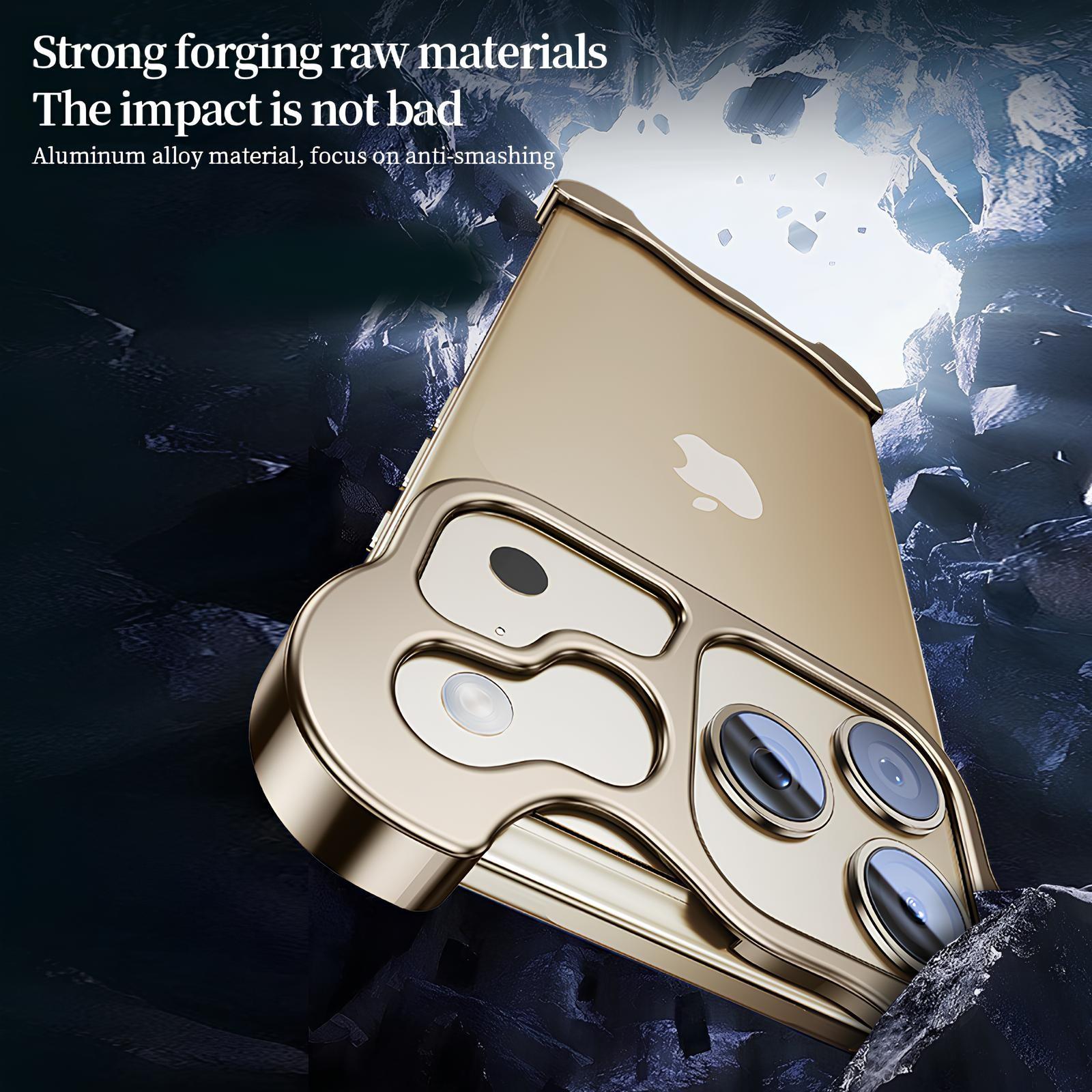 Frameless Series Designed for iPhone 17 Pro Max 16 15 14 13 Case,Minimalist Protective Shock Absorption Aerospace Grade Aluminum Shells & Elastomer Inlays Easy Fit,Shockproof Bumper Cover