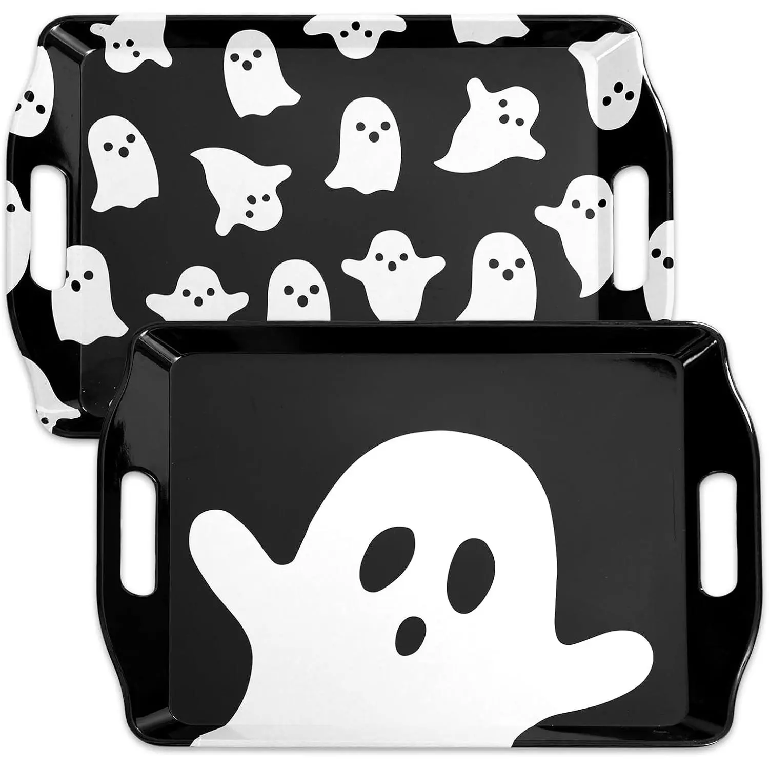 4 count Halloween  Serving Tray Black White Cute  Handled Melamine Board Trick or  Serving Platter for  Party  Supplies
