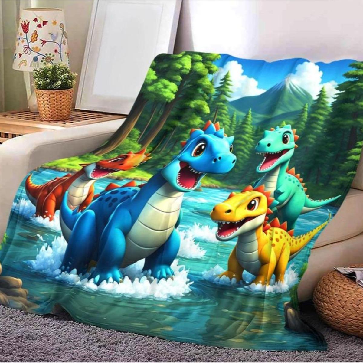 Dinosaur Pattern Blanket,Soft Comfortable Warm Throw, Air-conditioned Room Blanket, Warm Nap Blanket for Home Office Travel Camping