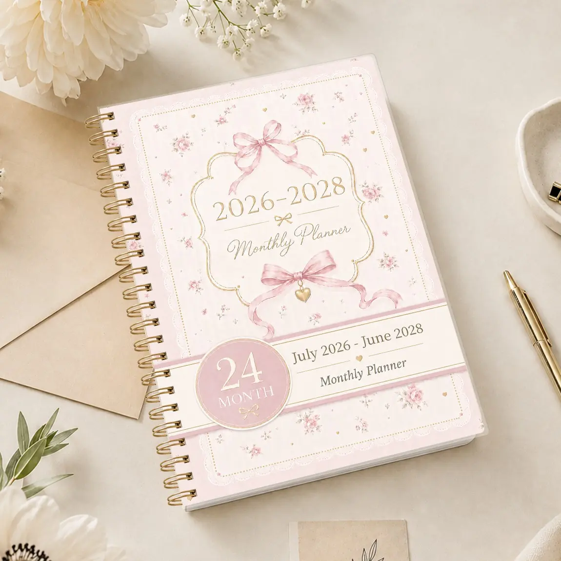24-Month Monthly Planner 2026-2028, Portable Size 20.7x14.5cm, Wire Binding, Ideal for Office, Study, Travel Planning, Schedule Planner