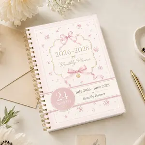 24-Month Monthly Planner 2026-2028, Portable Size 20.7x14.5cm, Wire Binding, Ideal for Office, Study, Travel Planning