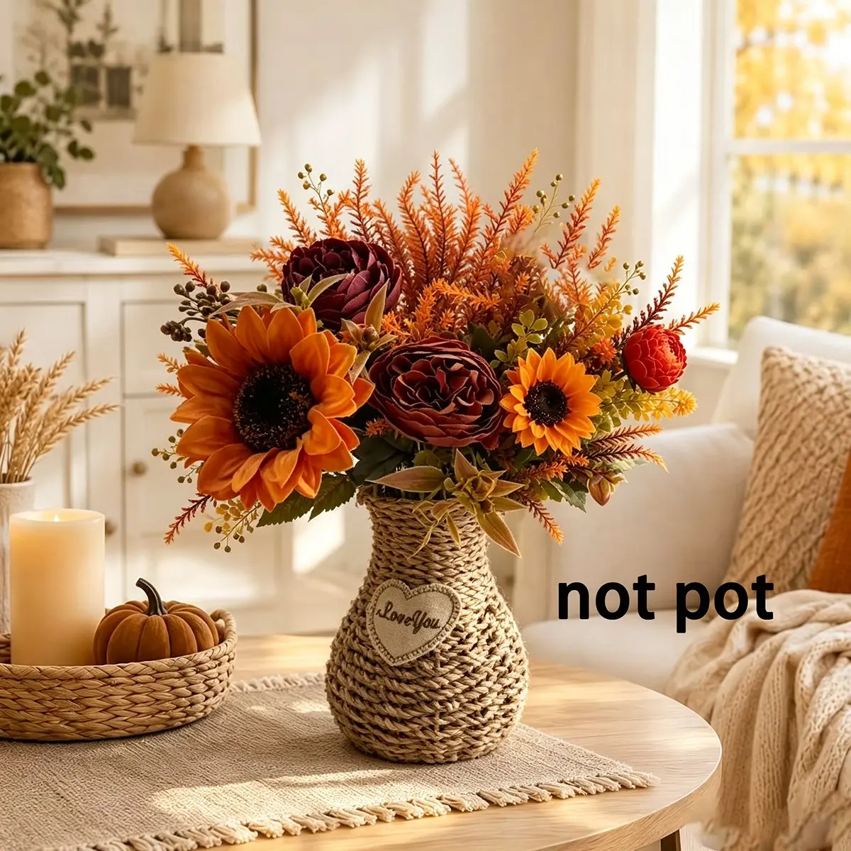 6pcs Artificial Peony Sunflower Decorations, UV-Resistant Fake Flowers, Home Garden Wedding Gift, Indoor Outdoor Use, Low Maintenance