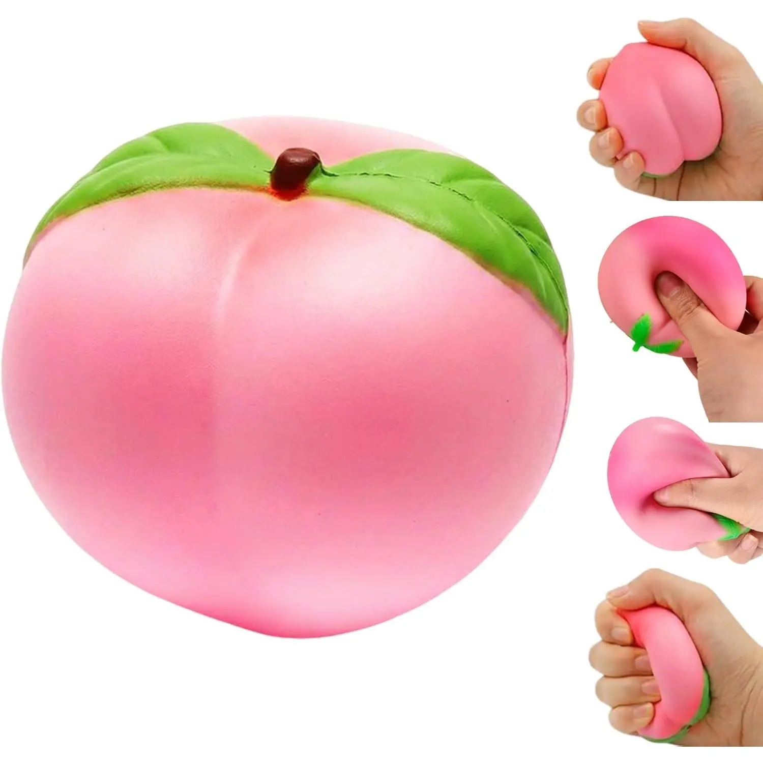 Slow Rise Fruit-Shape Peach Squishy - TPR Safe Non-Toxic Portable Stress & Anxiety Relief Fidget Sensory Toy for 12+ Adults, Sports Decor (Pink 1pc, Ideal for Comics, Video Games, Science Enthusiasts)
