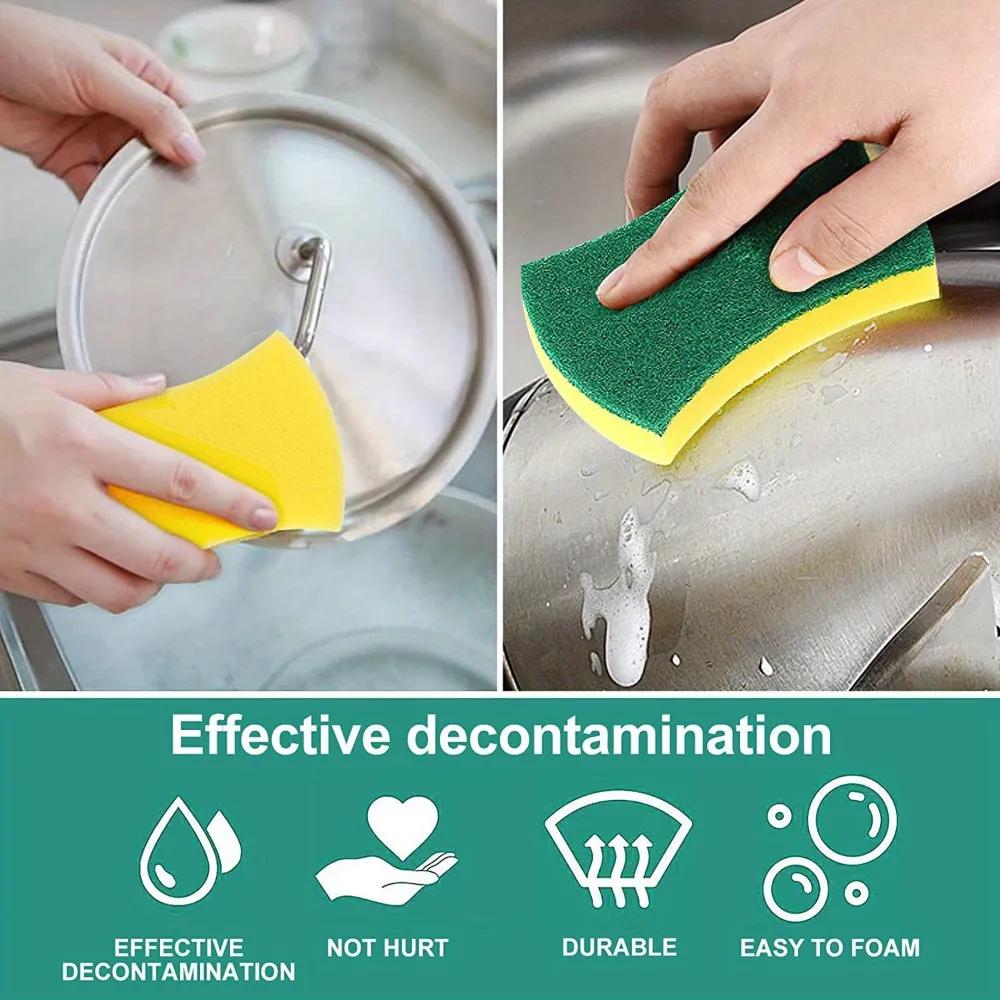 12/24pcs Kitchen Cleaning Sponge, Dish Towel, Scouring Pad, Dishware Anti-Scratch Scrubbing Sponge