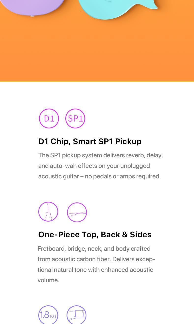 【Enya NOVA GO SP1 】 Carbon Fiber Travel Guitar 35" Acoustic Electric with Smart AcousticPlus Technology Built-in Effects USB Recording Bluetooth Speaker Beginner Bundle Gig Bag Accessories guitar for beginners