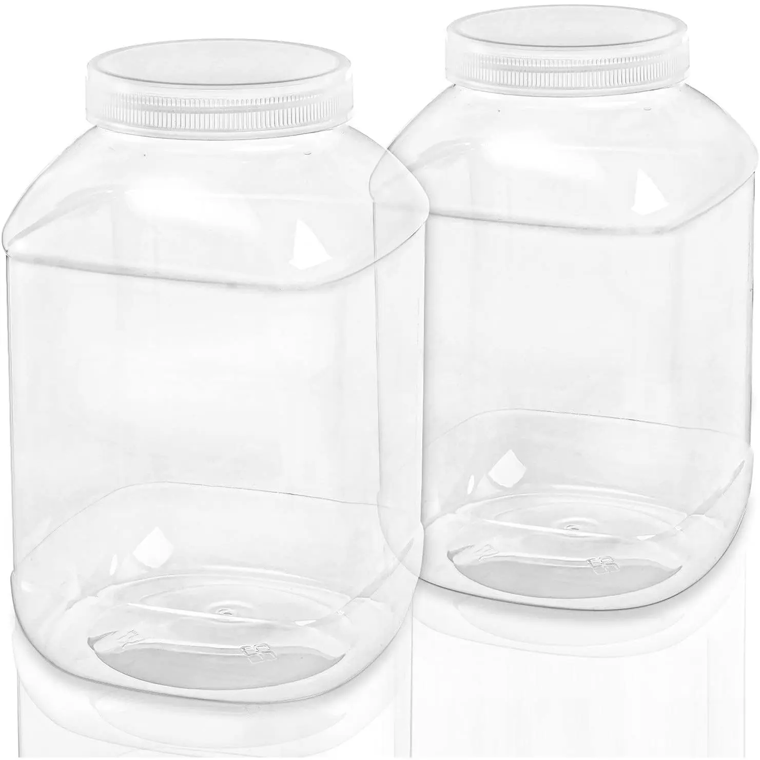 2 Pack Clear Plastic Jars, 1.5 Gallon Square Storage Containers with Screw- , Refillable Empty Jars for Kitchen & Household Storage of Dry Goods, Peanut, Candy, Airtight