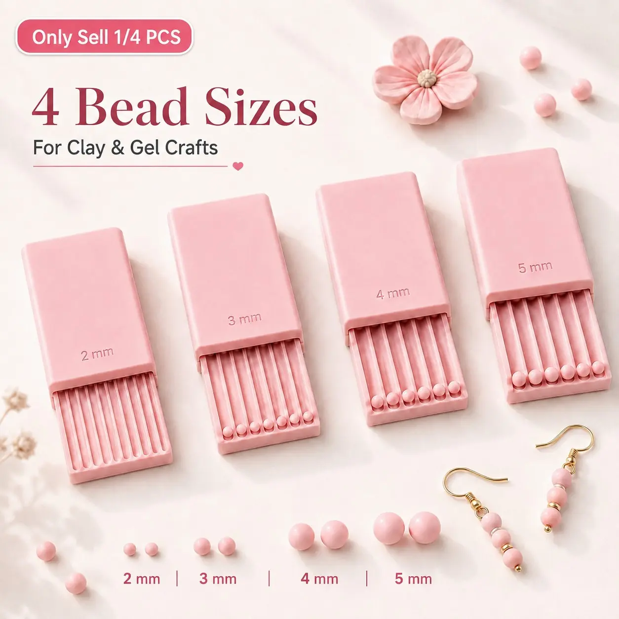 4PCS 3D Print Clay Gel Ball Maker Tool, DIY Crafting Tools, Nail Art Bead Roller With 1mm 2mm 3mm 4mm 5mm Grooves, Sphere Shaper For Creating Round Beads, Polymer Clay, Gel Flowers, Earrings And Jewelry DIY Crafts