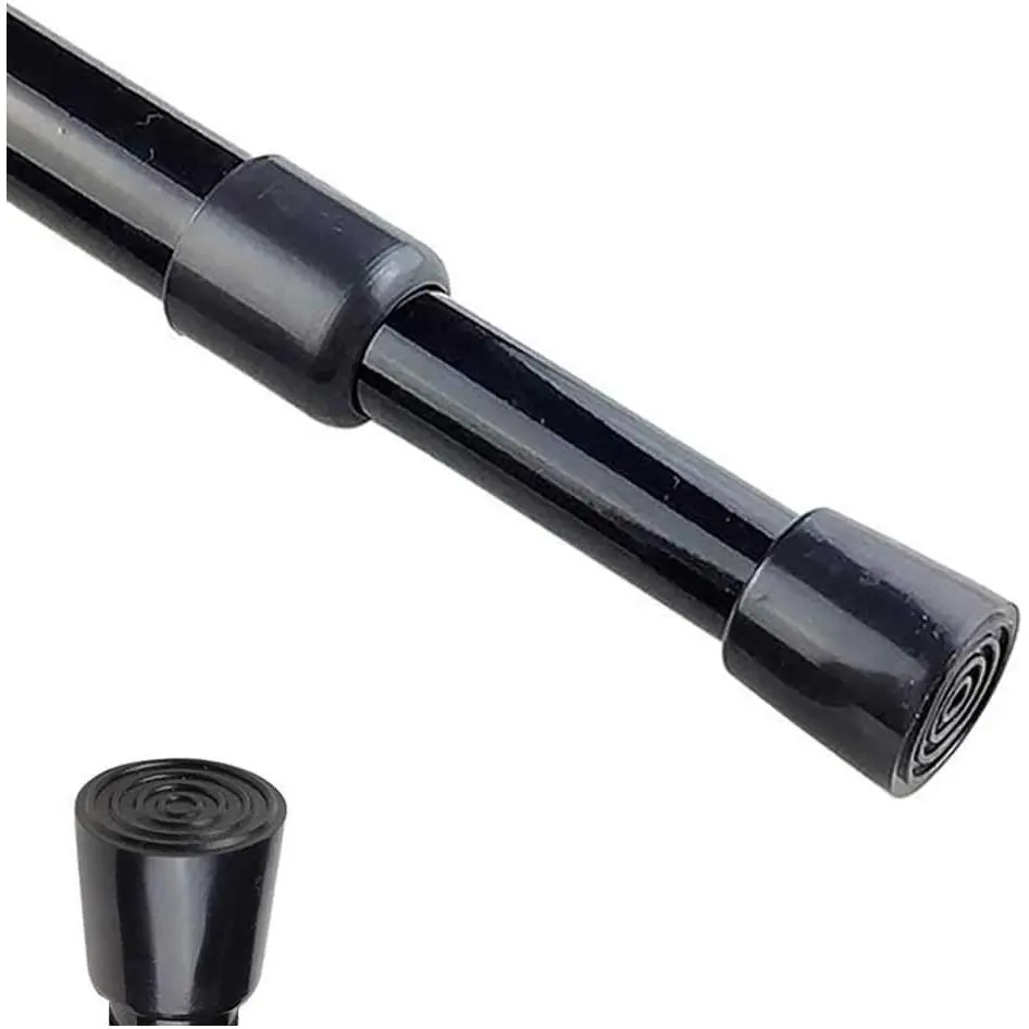 Spring Tension Curtain Rods 28-43 Inch Adjustable Spring  Small Mini Extendable Heavy Duty Black Curtain Tension Rod For Kitchen, Bathroom, Window, Bookshelf,Closet