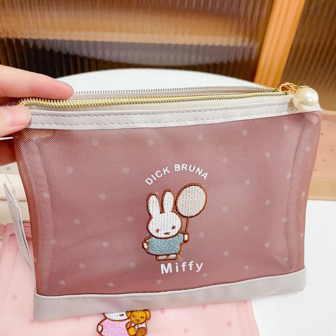 Kawai Miffy Rabbit Makeup Bag Cartoon Cute Translucent Gauze Little Rabbit Baby Makeup Storage Bag Coin Purse