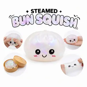 Mochi Dumpling Squishy Toy with Steamer Case, Slow Rising Bao Squeeze Toy, Iridescent Sensory Fidget Desk Toy for Kids Teens Adults Cute Jujutsu Gojo Nendoroid Figure Enlarged Metal Ironhide Action