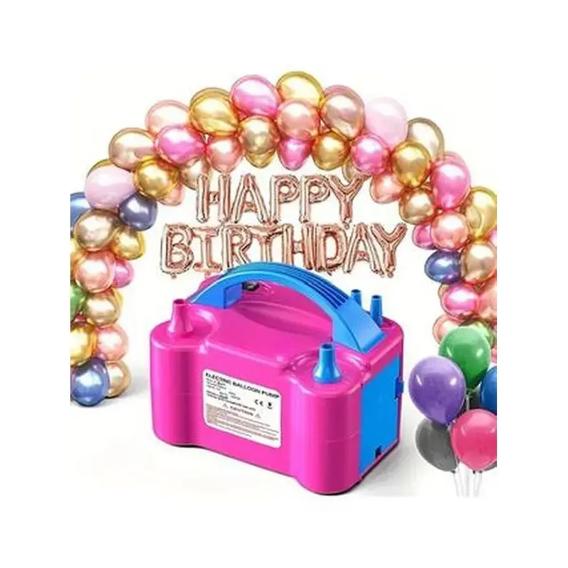 PLL High-Power Double-Hole Plastic Automatic Electric Balloon Filling Pump Set - Fast Balloon Party Supplies, Includes 10 Random Pieces, Ideal for Wedding, Birthday Events