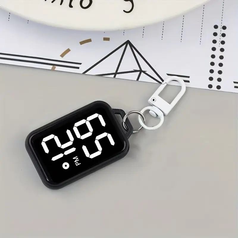 LED Digital Display Keychain Pocket Watch, Square Mini Electronic Pocket Watch, Portable Men's Keychain Pocket Watch, Perfect Gift