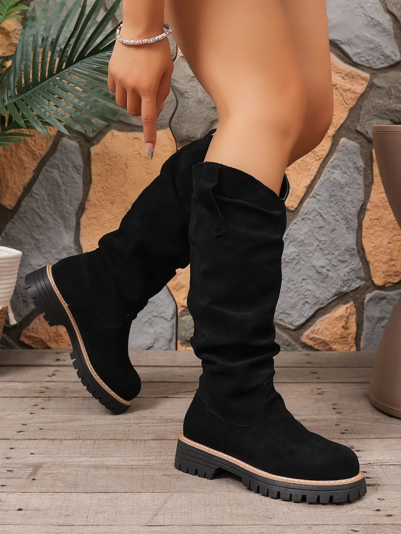 Women's Mid-Calf Boots, Fall Winter Fashion Retro Simple Slip-On Shoes, New Classic Elegant Comfortable Non-Slip Lightweight Boots