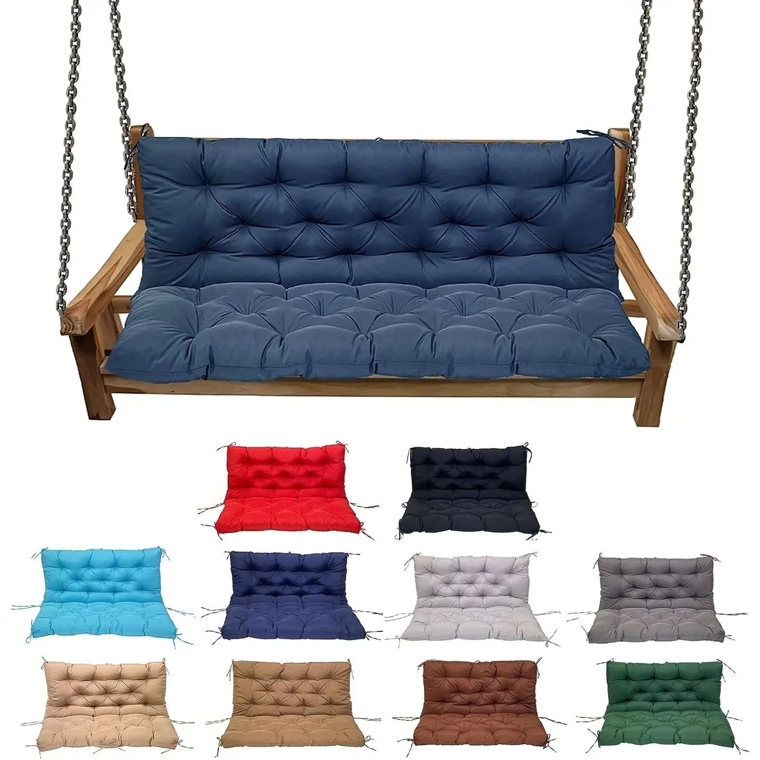 Swing Cushion Replacement Outdoor Porch Waterproof Bench Cushion 2-3 Seater Washable Bench Replacement Cushions for Outdoor Patio Porch Swing Cushions