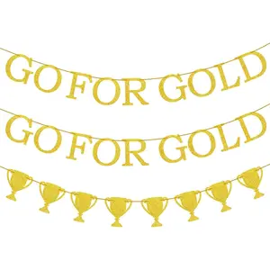 3 count Golden Shiny Banner  Party Decorations -  Banners for Themed Events