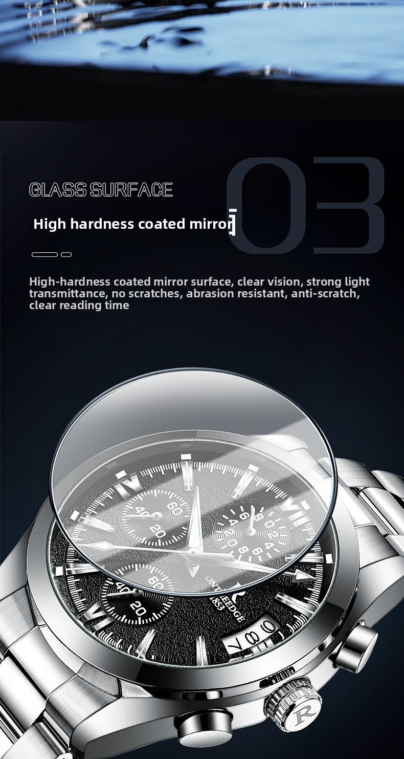 Men's Luxury Black Dial Chronograph Quartz Watch - Stainless Steel Wristwatch with Date, Multi-Function Subdials, Luminous Hands, Sport Business Dress Watch, Perfect Gift for Husband Dad Boyfriend