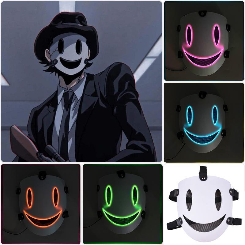 Japanese Anime Cosplay Face Mask Neon High Rise Invasion Mask LED Glowing Mask Sky invasion Masquerade Cosplay Prop
