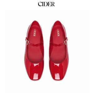 Cider FAUX PATENT LEATHER MARY JANE FLATS