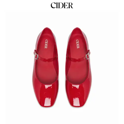 Cider FAUX PATENT LEATHER MARY JANE FLATS