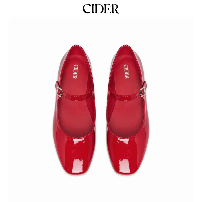 Cider FAUX PATENT LEATHER MARY JANE FLATS