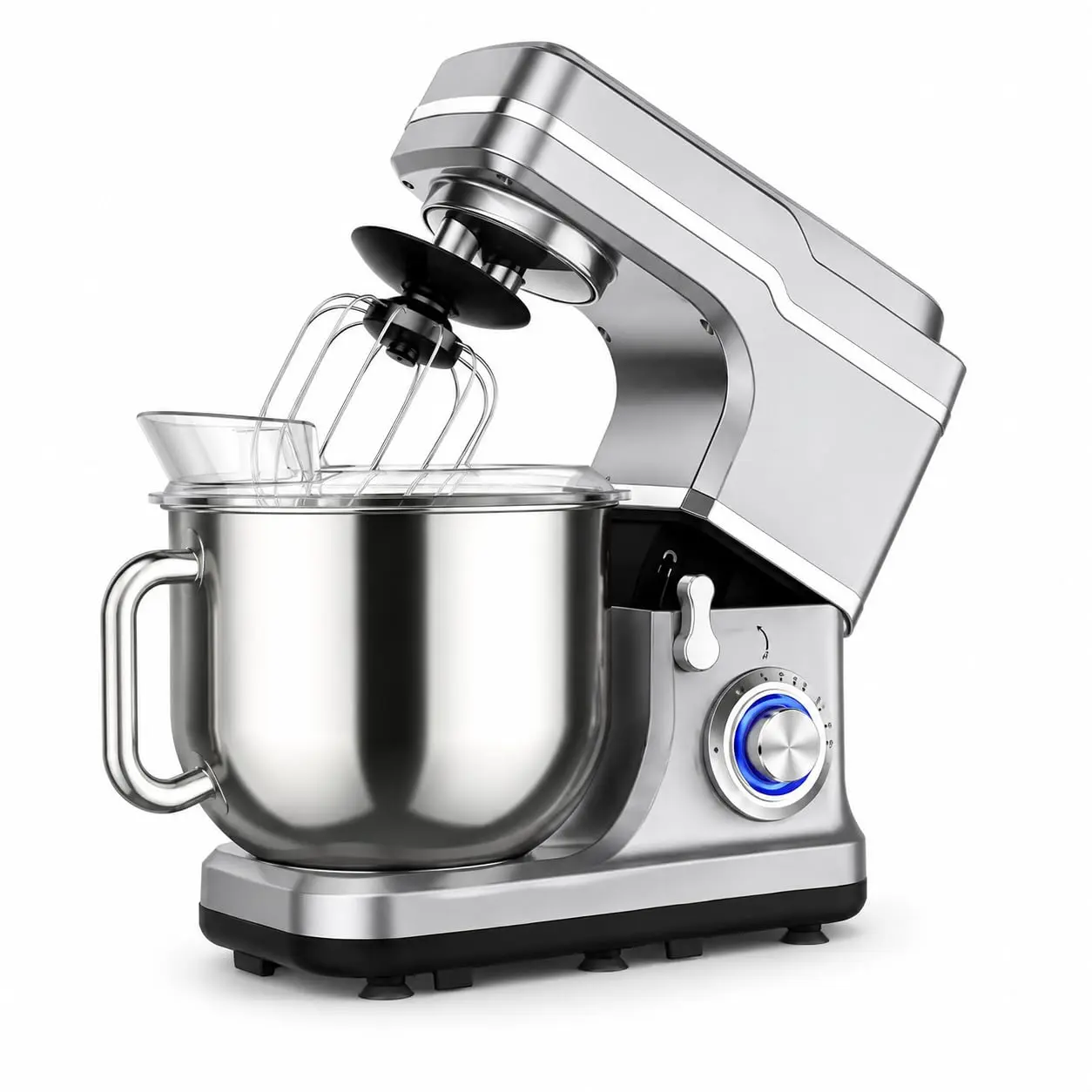 Garvee 7QT Stand Mixer, 10-Speed Tilt-Head Electric Food Mixer with Stainless Steel Bowl, 660W Motor, Dough Hook, Whisk & Beater, Compact Design for Home Baking,Silver