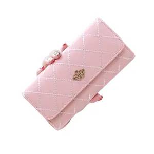 New Women's Long Wallet, Three-Fold Handheld, Extra Large Capacity Card Holder, Multi-Functional Storage, Crown Clasp Wallet