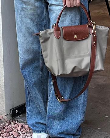 Felt Purse Organizer Insert for Longchamp Le Pliage Bag, Handbag Leather edge Longchamp Organizer Insert with Cup Holder Tote Organize(Black, Large)