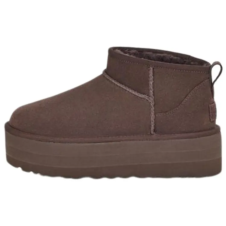 UGG Classic Ultra Mini Platform Suede Snow Boots for Women – Warm, Comfortable, Lined, Ankle-Length, Chocolate Verifiable, with credentials and supporting global authentication