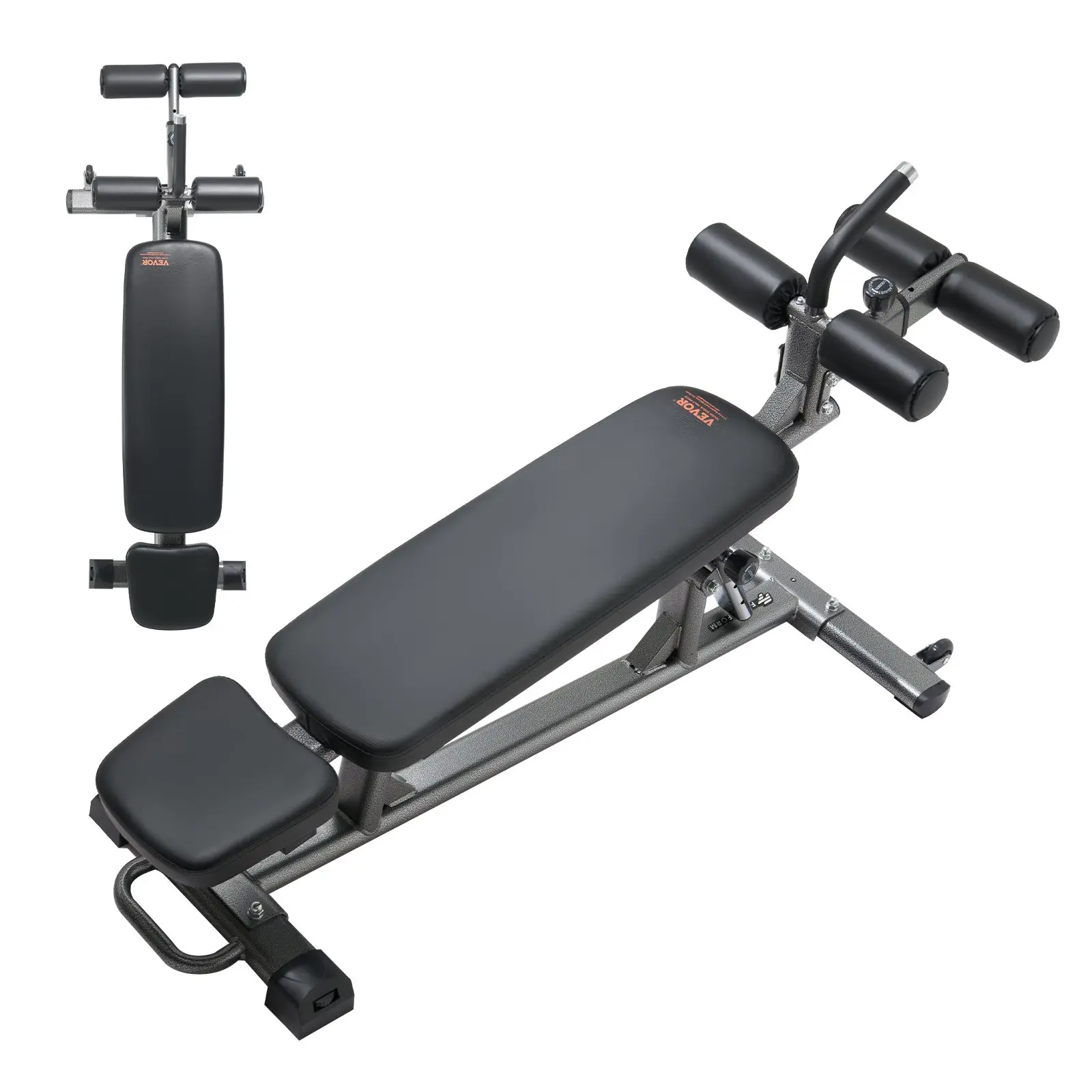 【DealsForYouDays】VEVOR Sit Up Bench, Decline Ab Bench with Reverse Crunch Handle, with 4 Adjustable Height Settings, Heavy Duty Steel, 1000 Lbs Capacity, for Home Gym Workouts, Strength Training, Full Body Muscles