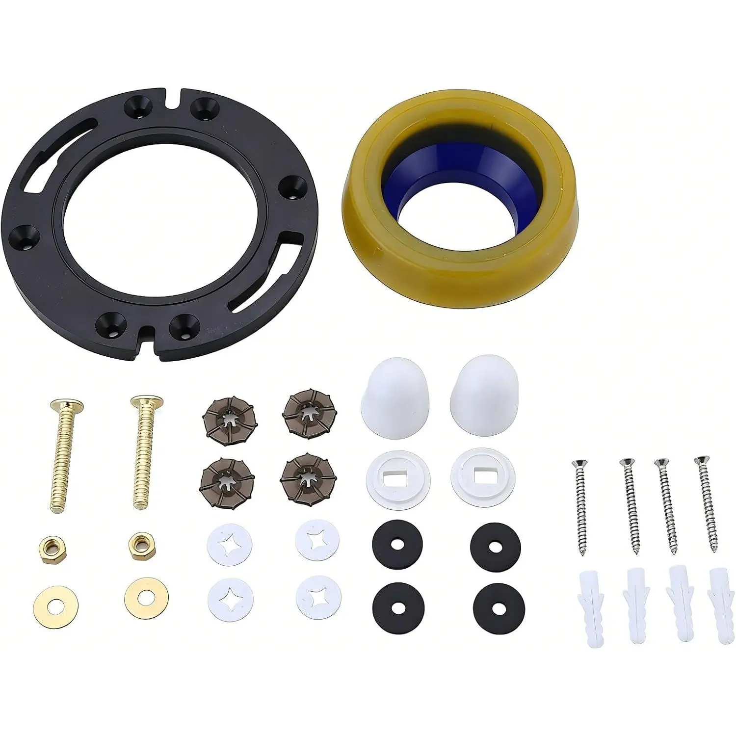 Toilet Flange with Wax Ring for Toilets  Kit Includes  PVC Toilet Flange Repair Kit for 3" or 4" Pipes, Fit Toilet Install & Repair
