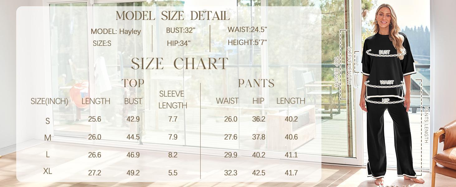 2 Piece Lounge Sets Women's Short Sleeve Knit Top Wide Leg Pants Sets Soft Womenswear Oversized Stretchy Chic Comfortable Comfy Elastic Overalls Loungewear Homewear