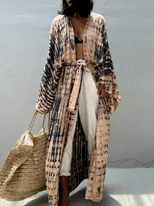 Women's Summer Bohemian Ethnic Print Kimono, Open Front Cardigan, Beach Cover Up, Swimsuit Cover Up, Bikini Wrap Shawl, Holiday Fashion Accessory