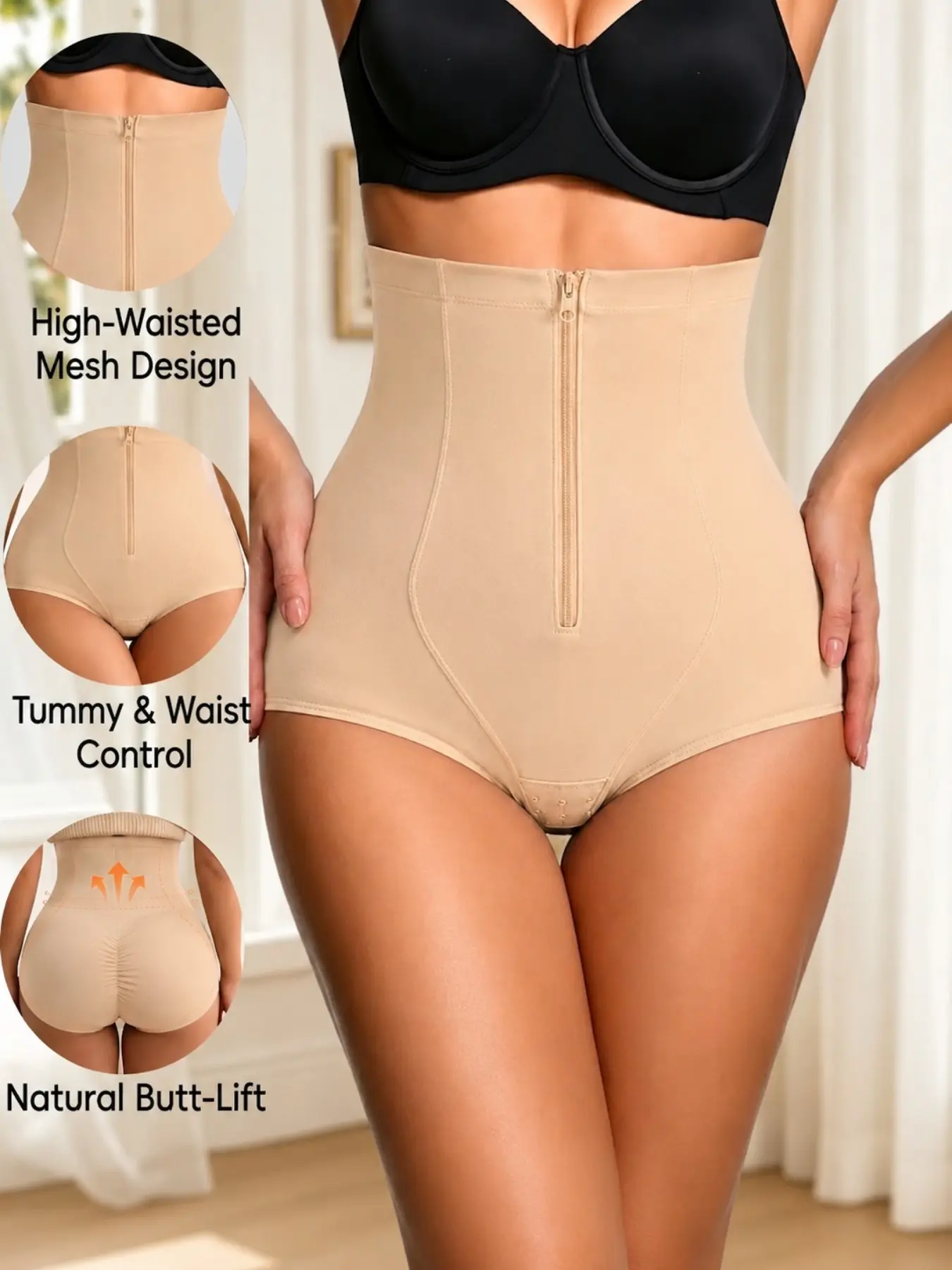 1 Count Women's High Waisted Bottoms, Colombian, Fajas, Butt Lifting & Tummy Control Shorts, Vase Seam Shaping Panties, Firm Compression Panty, Comfortable Shapewear Briefs, Ideal For Summer Wear & Light Body Toning