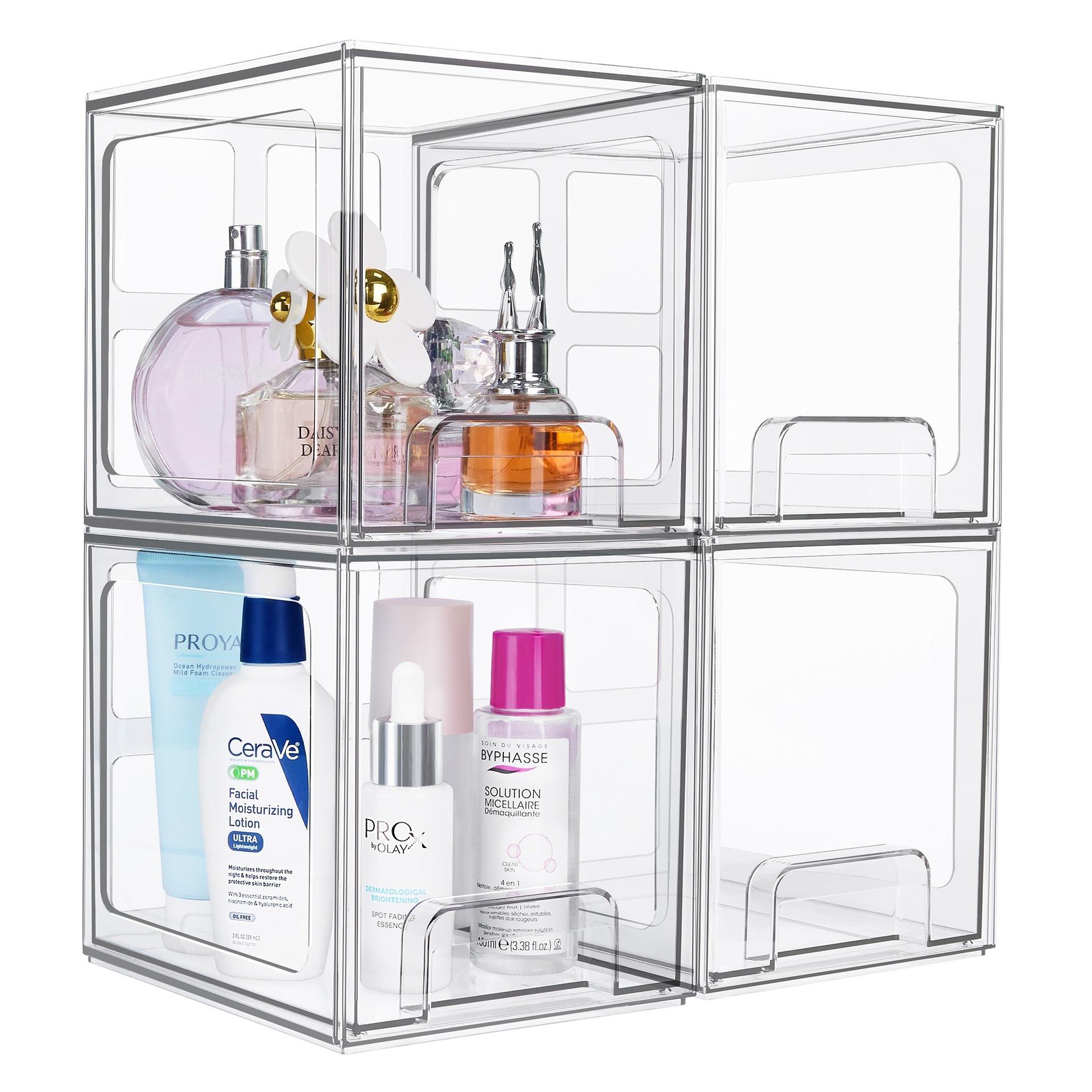 Clear Makeup Storage Box, Dustproof Stackable Makeup Organizer, Multi-layer Cosmetic Storage Box, Home Organizer for Bathroom, Kitchen, Bedroom