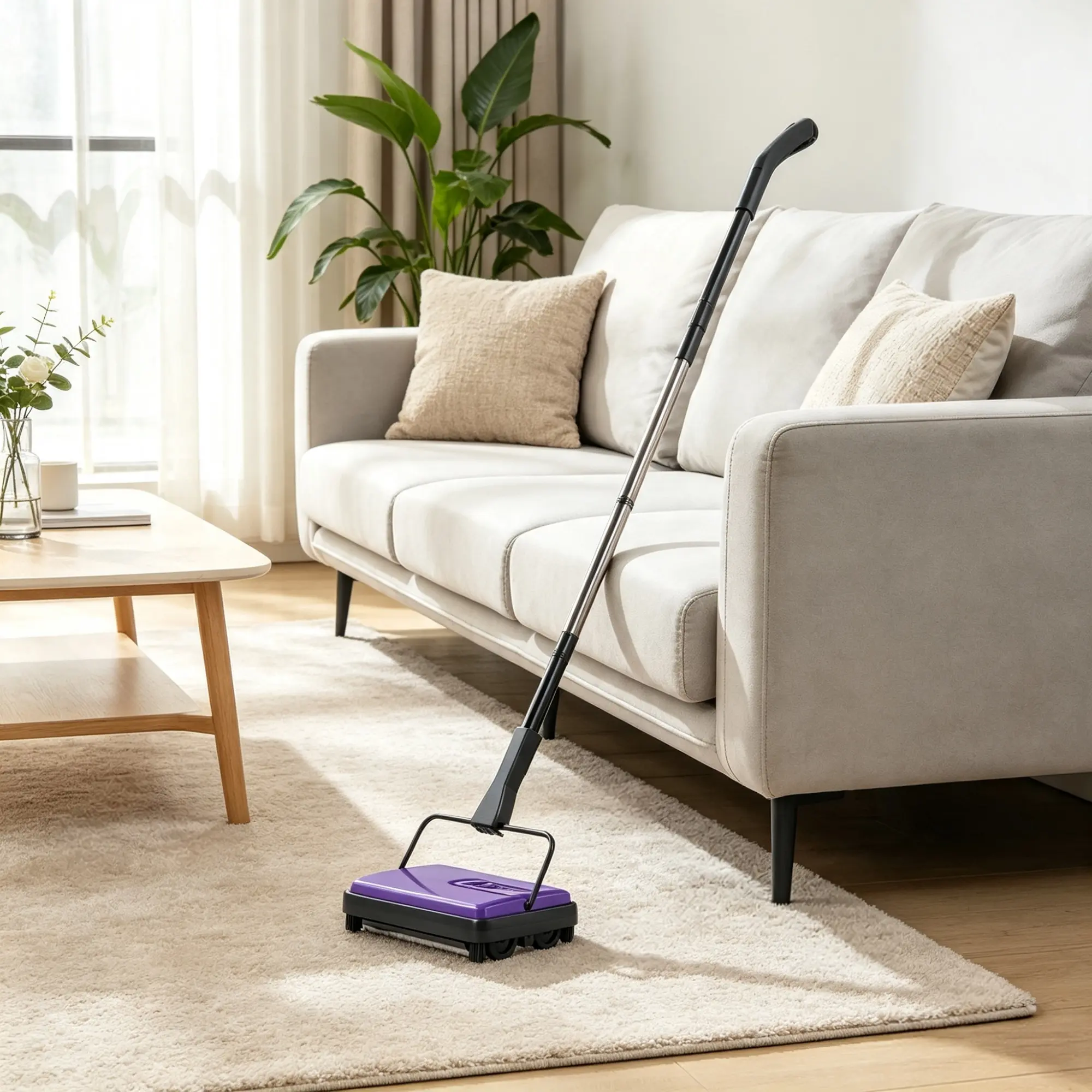 6.7 Inch Carpet Sweeper, Manual Floor Cleaning Tool with 300 ml Dustbin, Pet Hair Cleaner, Portable Sweeper for Home Office and Daily Cleaning