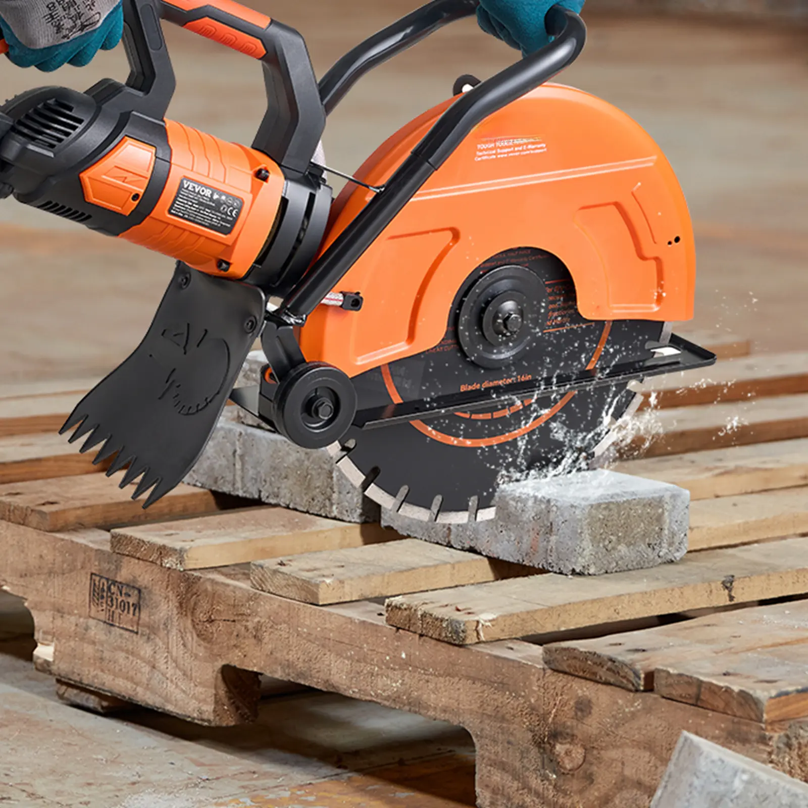 Electric Concrete Saw, 16 In, 30 W 15 A Motor Circular Saw Cutter With Max. 6 In Adjustable Cutting Depth, Wet Disk Saw Cutter Includes Water Line, Pump And Blade, For Stone, Brick
