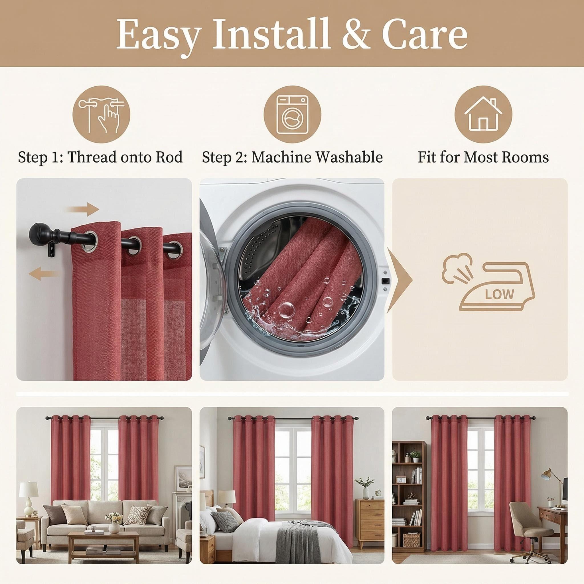 Cozy Curtain 2 Panels 52x84inch Semi-Transparent Curtains. The fabric is made of cationic two-color yarns, interwoven with silver threads. The design features looping patterns. Installation is simple, and they are stylish and high-end. L18