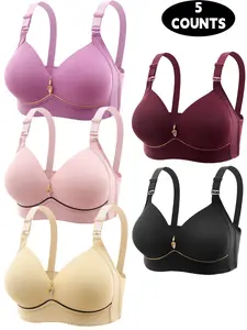 Women's Thin Bra Set with Adjustable Straps and Lace Trim, Comfortable Breathable No Underwire Bras, Various Colors, Essential Everyday Lingerie
