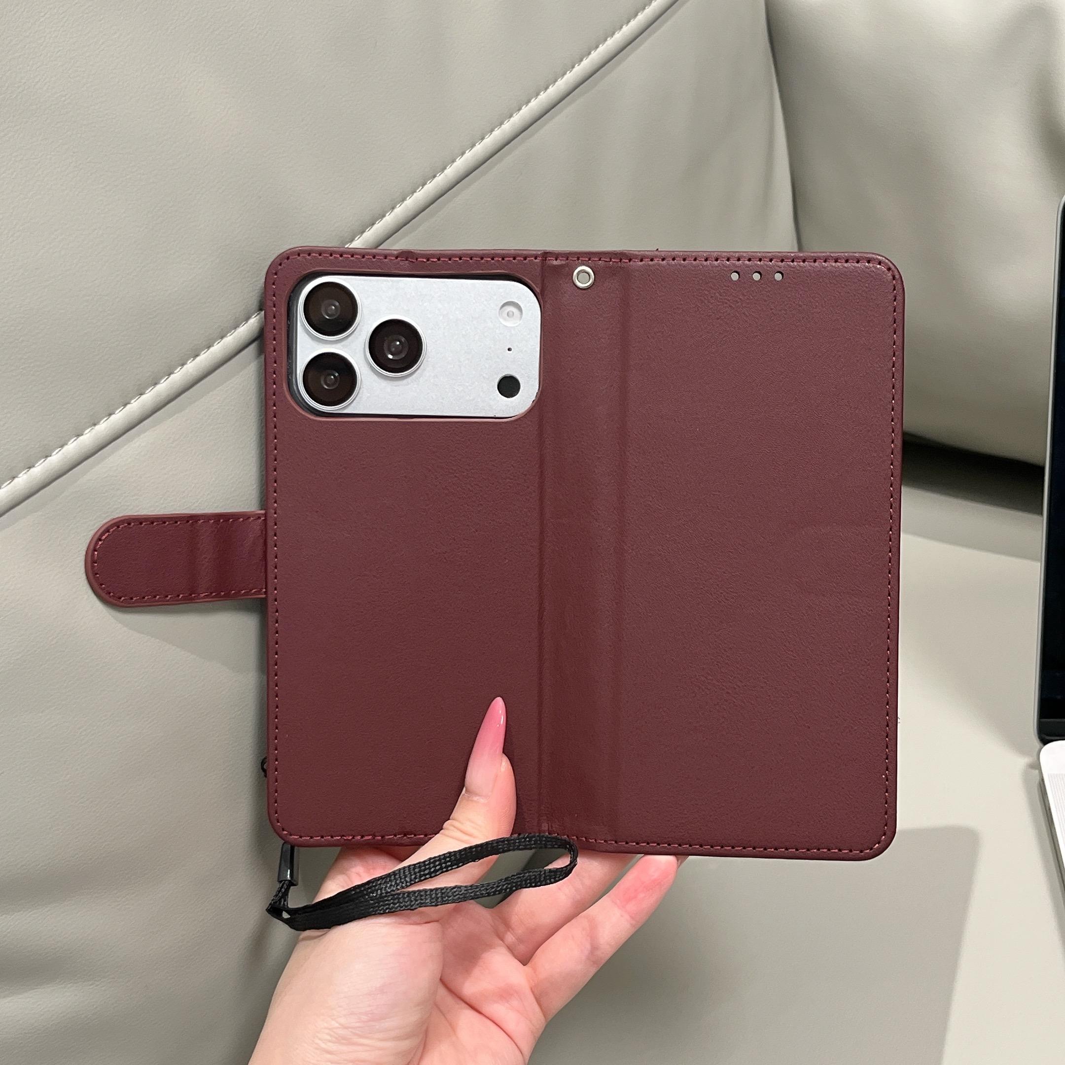 Luxury Leather Flip Wallet Case for Men, Kickstand Card Holder, Shockproof Folio Cover for iPhone 17 Pro Max 16 Pro Max 15 14 13 12 11