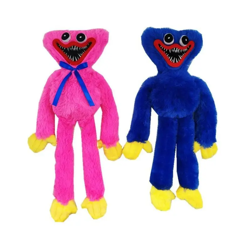 2 Pack Huggy Wuggy Plush Doll Poppy Playtime Horror Game Monster Soft Long Fluffy Stuffed Toy Blue & Pink Creepy Cute Decor Gift For Teens Birthday Christmas Halloween Party Favor Cross-Border Wholesale