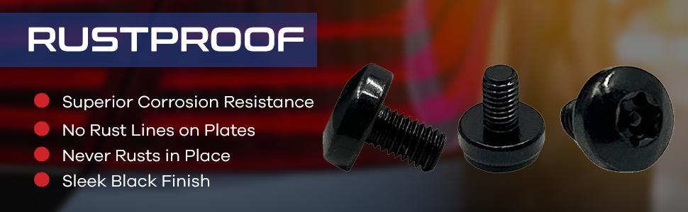 BMW License Plate Screws with Antitheft Design - Rustproof Security License Plate Screw Kit for Fastening Rear Plates - Black Stainless Steel Mounting Bolts (M5-0.8 X 8mm)