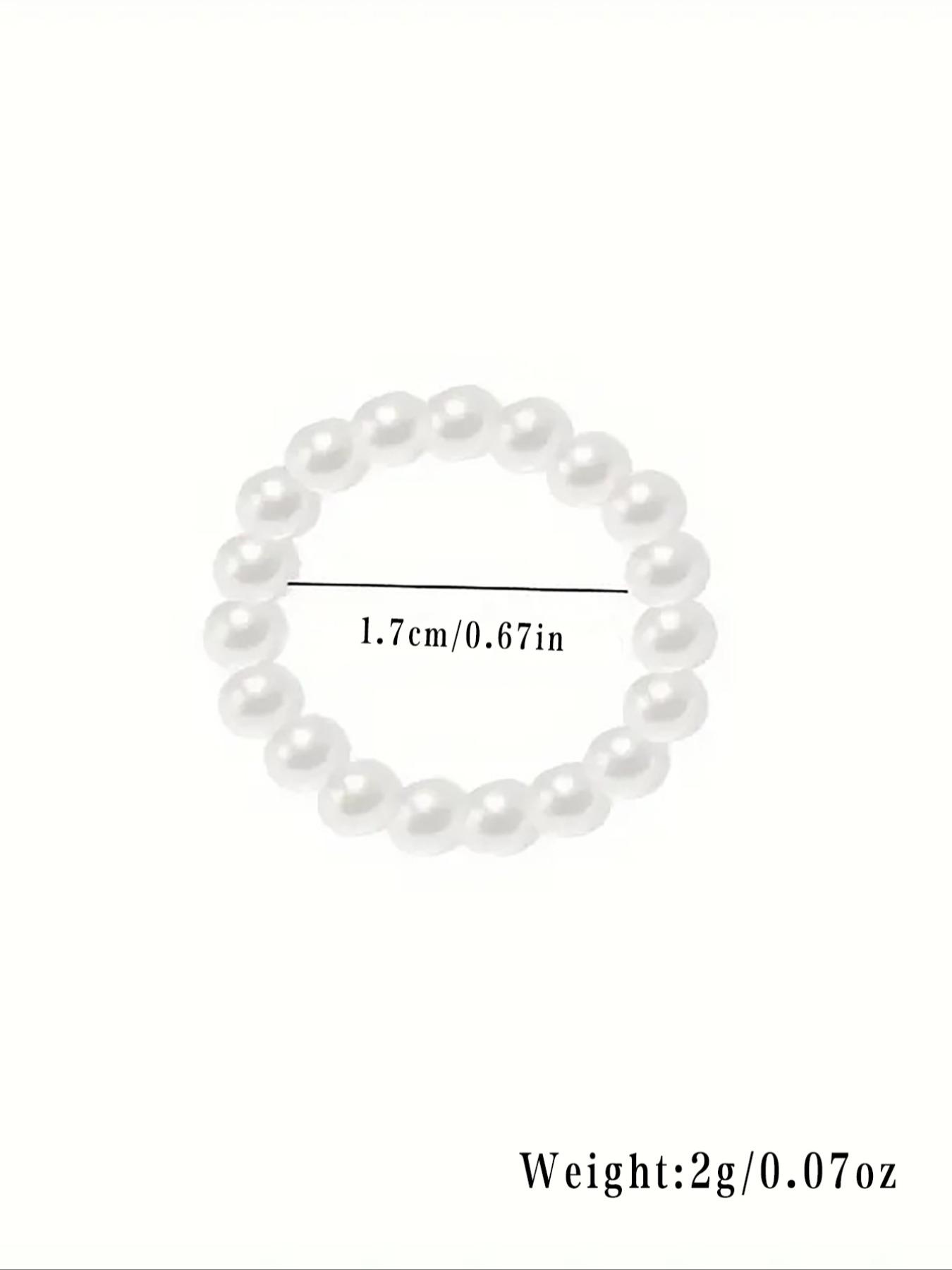 Elegant Women's Faux Pearl Stretch Rings Set, Casual Daily Wear Jewelry, Stylish Female Accessories, Perfect Gift Idea