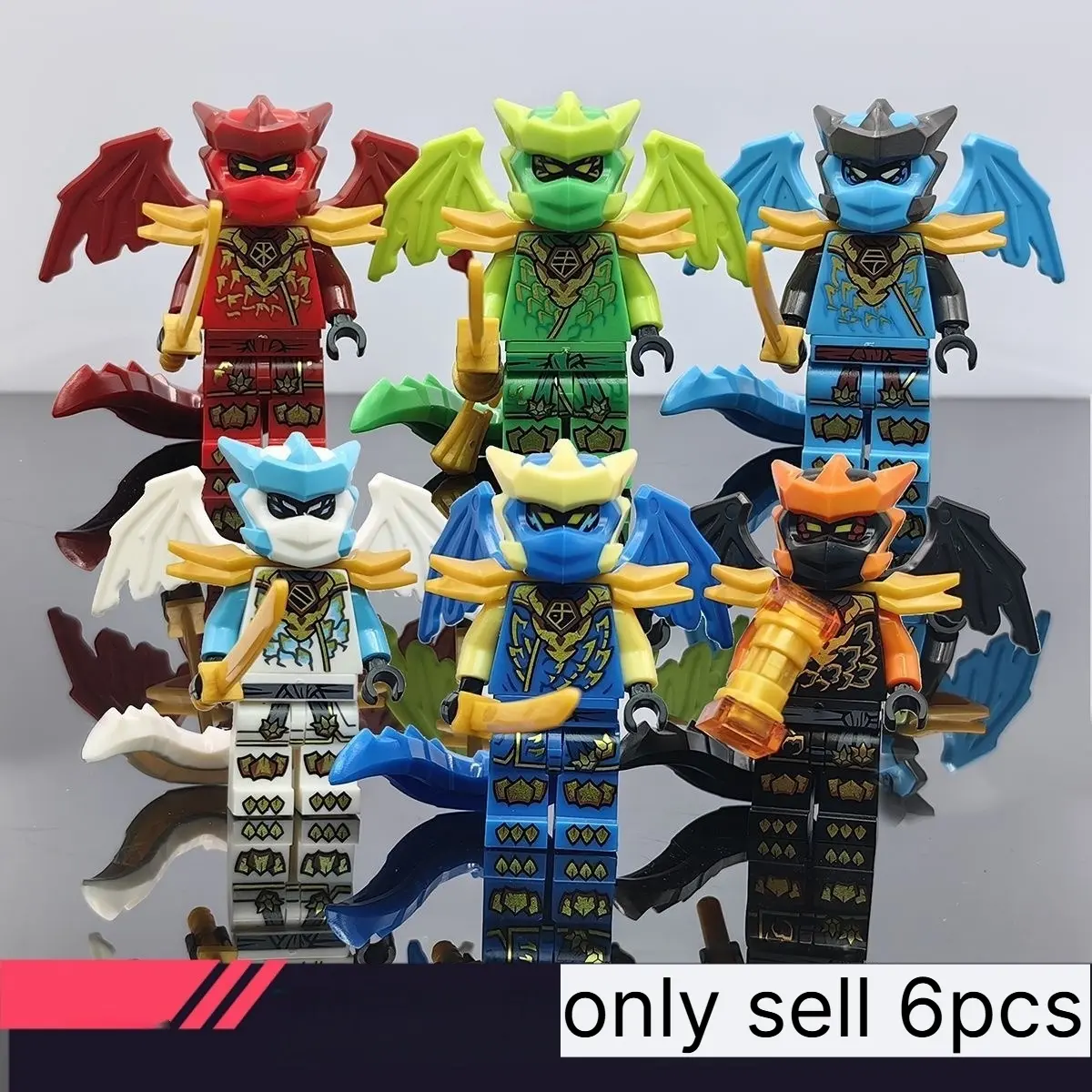 Fantasy Warrior Mini Figure Set, Colorful Ninja Style Building Block Characters with Weapons Accessories, Collectible Assembly Figures