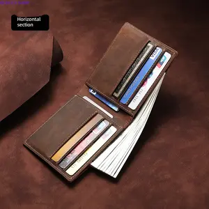 Men's Crazy Horse Leather Long Wallet - Vintage Tri-Fold Multi-Card Slots & Cash Organizer, Genuine Leather Clutch Purse, Perfect Father's Day Gift for Him