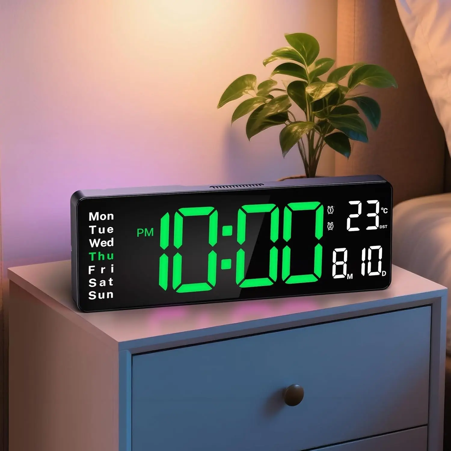 Digital Clock Large Display, 16" Large Digital Wall Clock for Classroom, Led Big Wall Electric Clocks with Remote Control,Date,Week,Alarm,Temp,Night Light for Bedroom,Living Room,Gym,Office