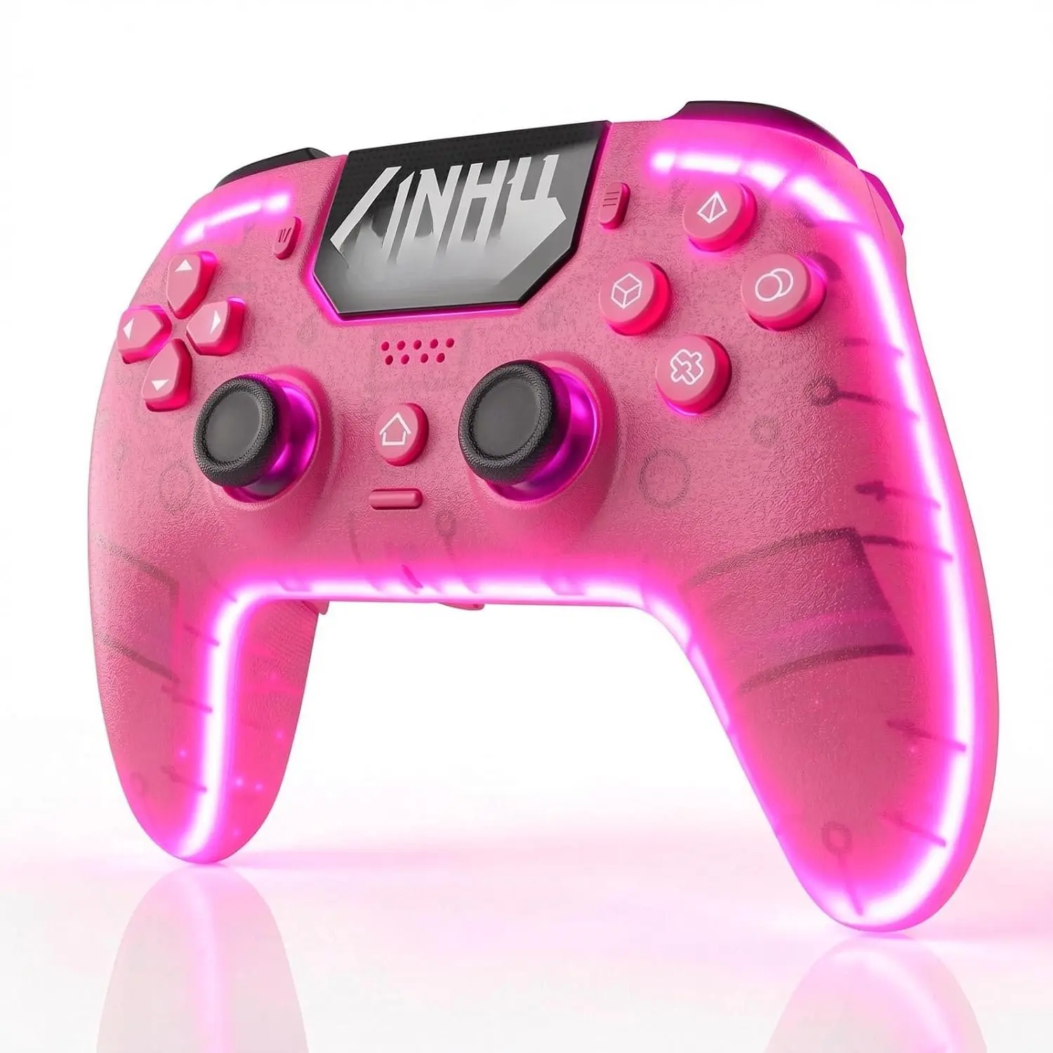 Controller for P5/Pro/Slim/PC, with Transparent Shell/RGB Tape Light/Hall Effect Joyticks and Trigger/Macro/Turbo/3.5mm Audio Jack/Speaker and Mic/1500 mAh Large  Gamepad ()