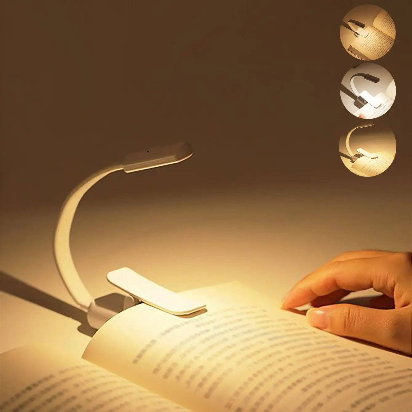 LED Book Light, 3-In-1 Color Options, Adjustable Brightness, Rechargeable & Aa-Battery Powered, Perfect for Evening Reading