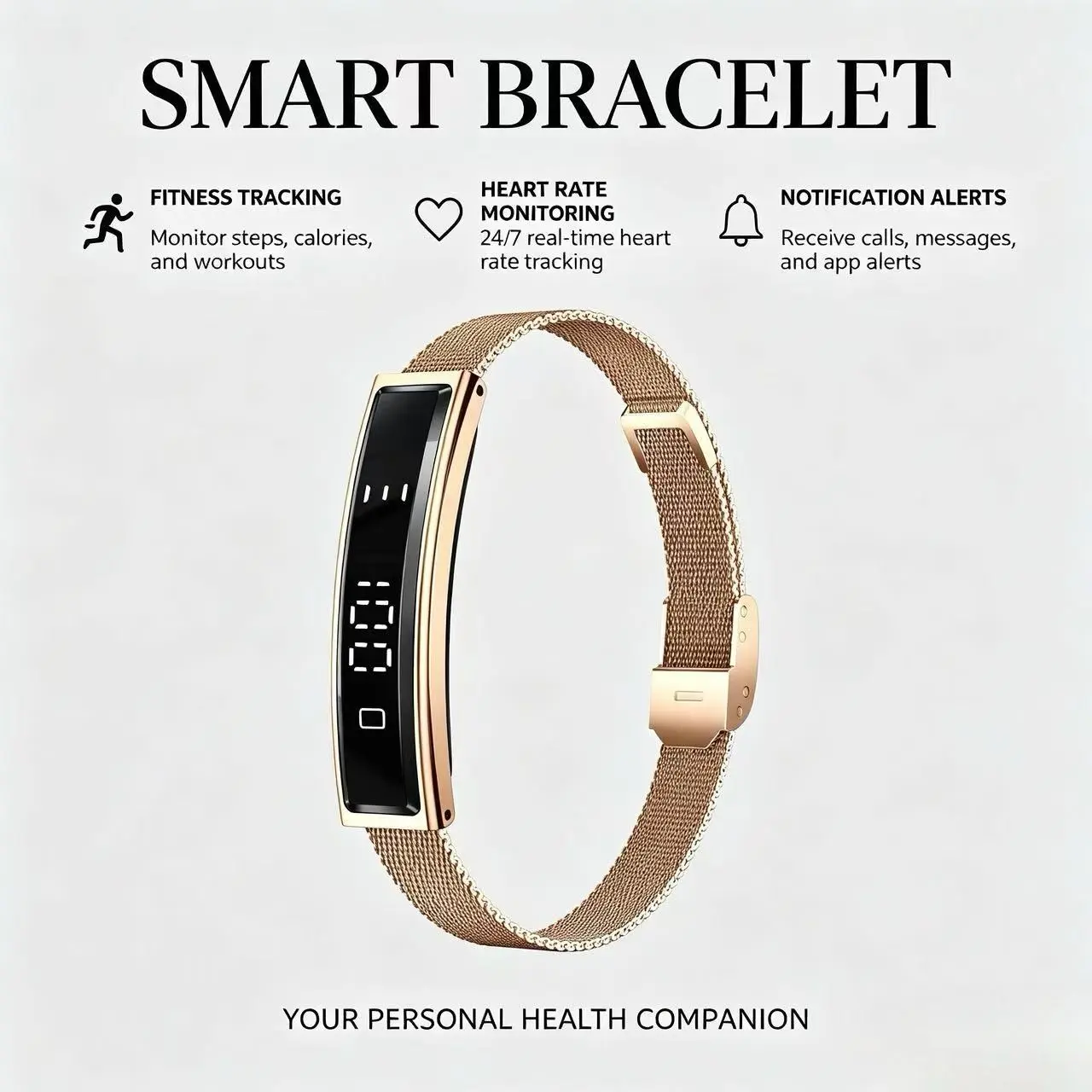 Multifunctional Ultra-Thin Smart Band, 24h Heart Rate & Stress Monitor, Women's Menstrual Cycle Tracker, Waterproof, Photo Remote Control